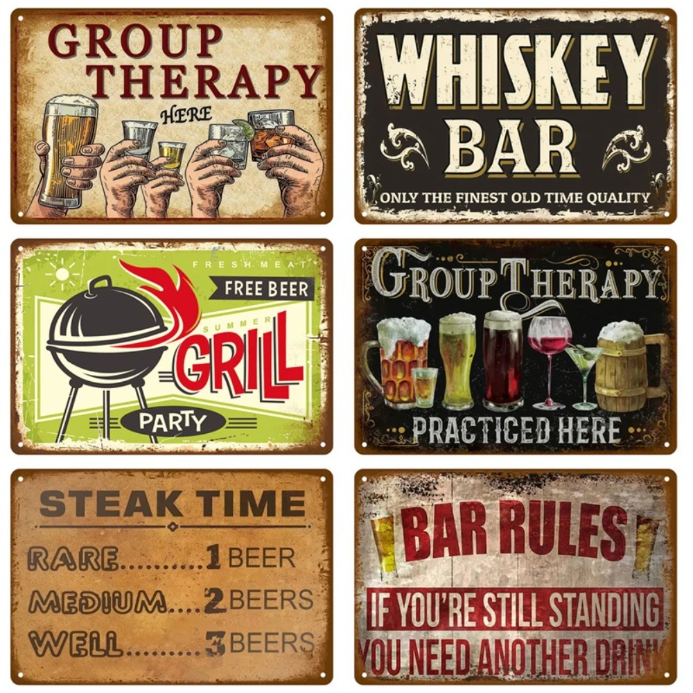 Wine Beer Pub - CIFBUY Placa de Metal Vintage para