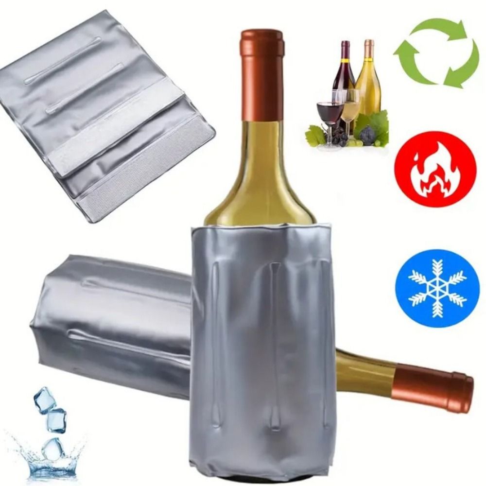 Wine Chiller Sleeve - Bolsa Térmica Reutilizável para Bebidas, Cinza,