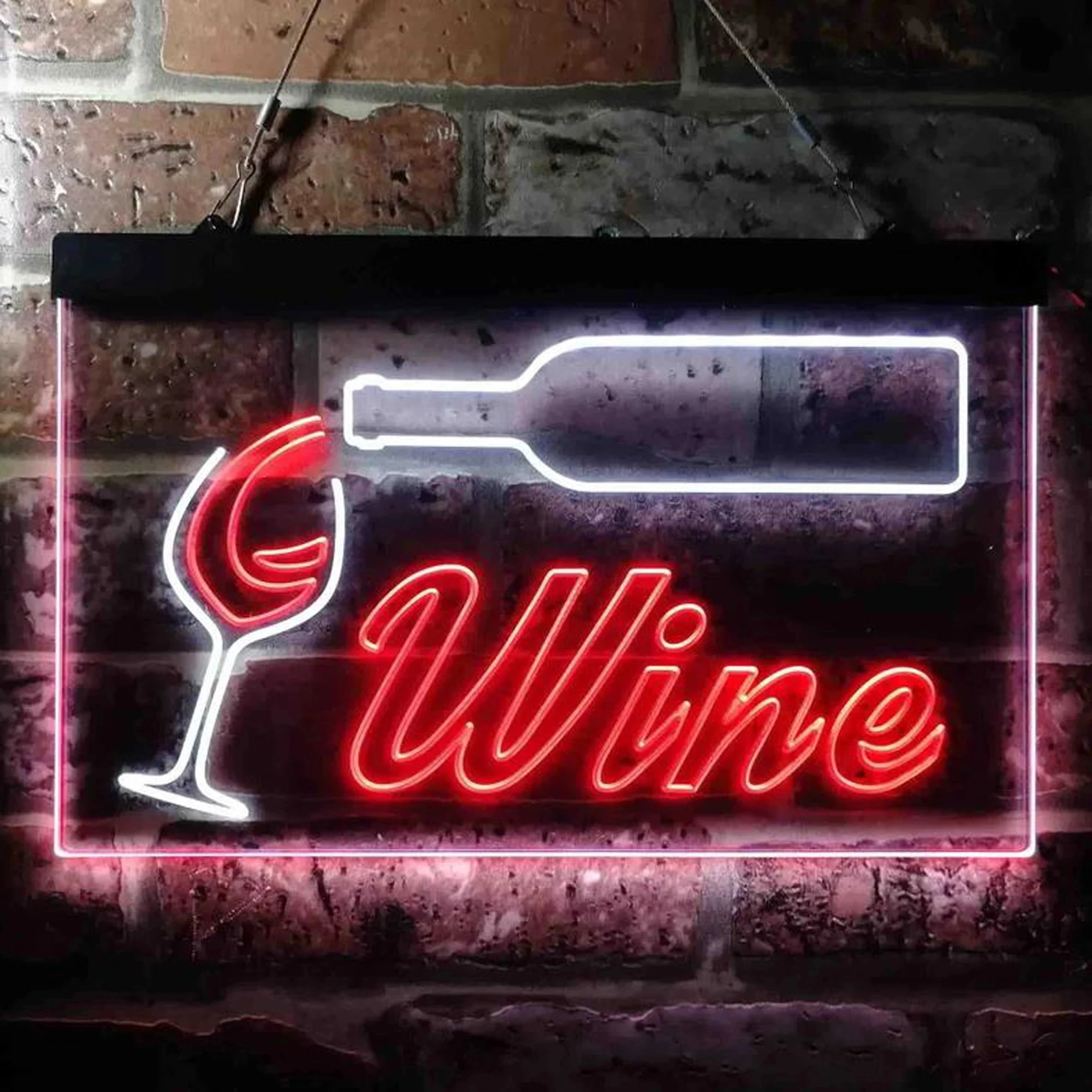 Wine Beer Pub - Dual Color LED Neon Sign Garrafa,