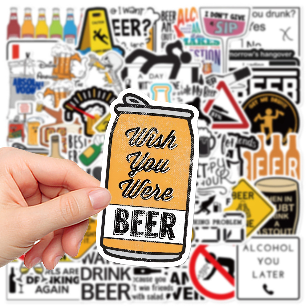 Wine Y Beer - Etiquetas impermeáveis engraçadas do graffiti, álcool,