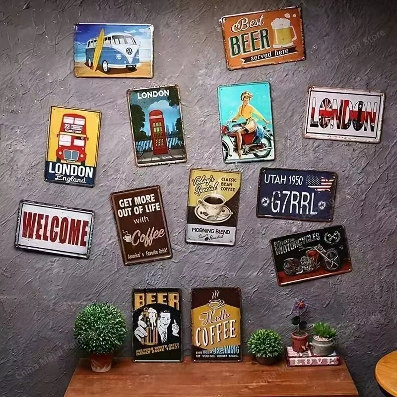 Placa de Metal Vintage para Ba - Wine Beer Pub avaliação e preço